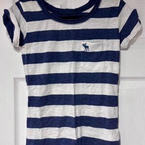 Abercrombie & Fitch Blue and White Striped Tee